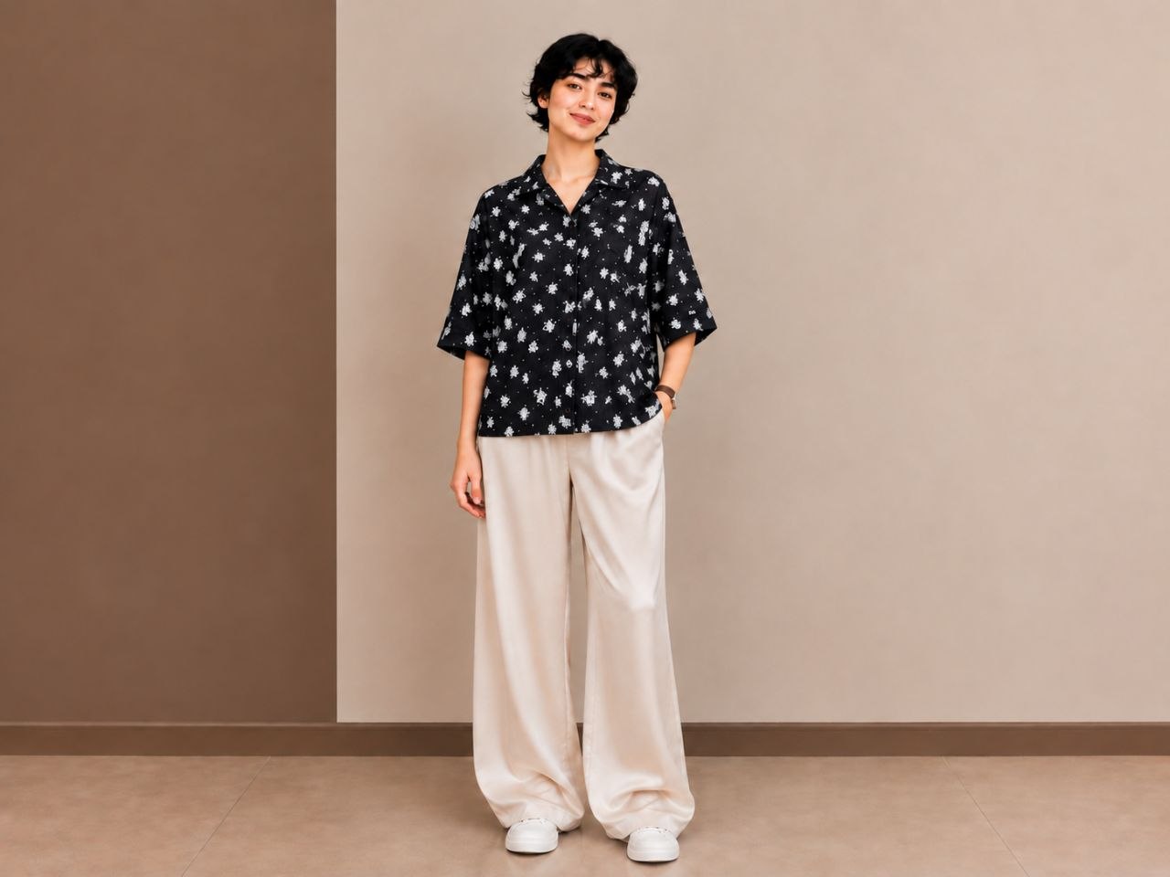 شومیز زنانه گلدار شیشه ای