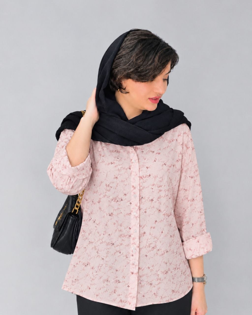 شومیز زنانه طرح‌دار یقه‌دار | 3005 SH